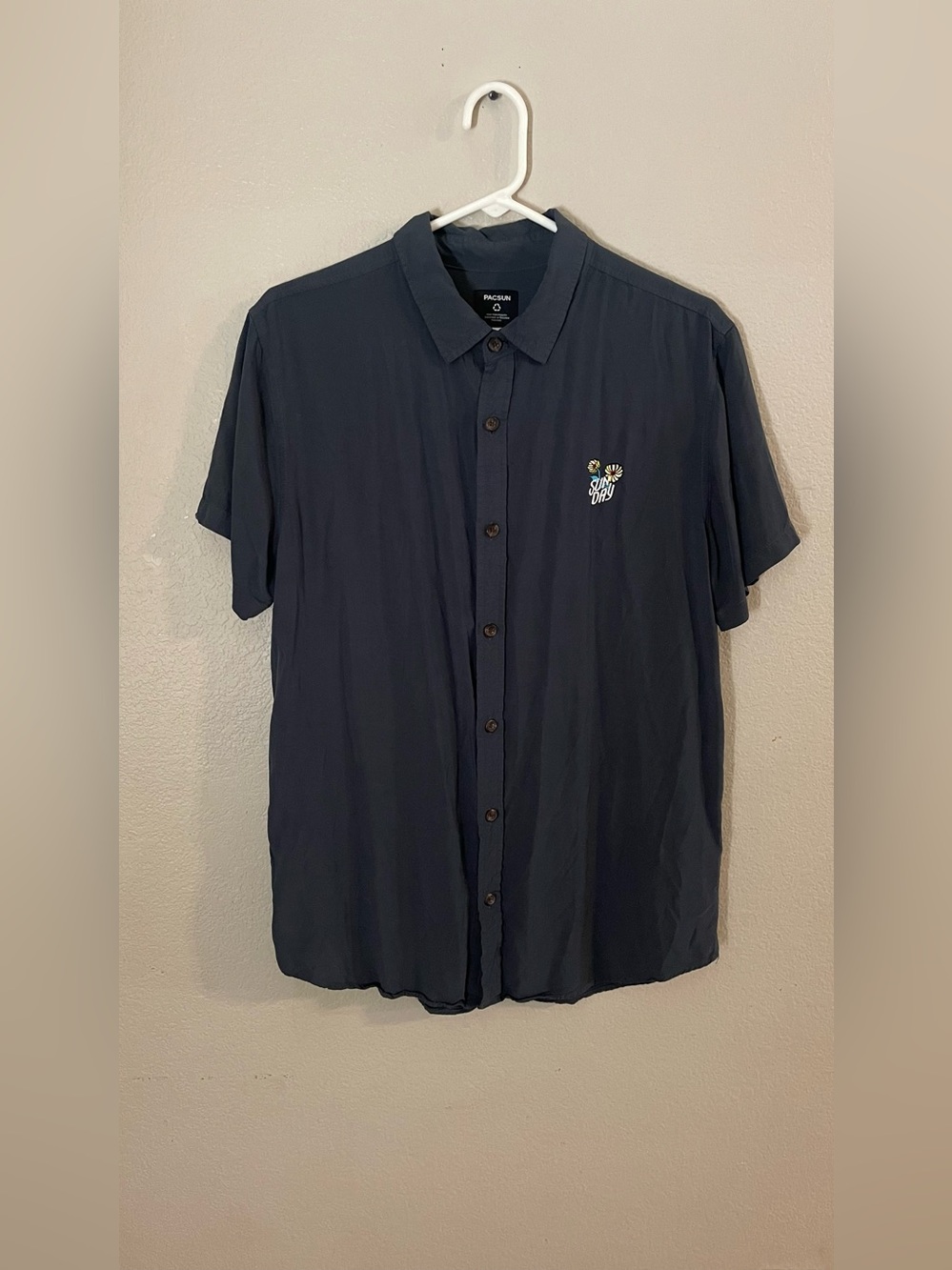 PACSUN Gray Short-Sleeve Button-Up Shirt